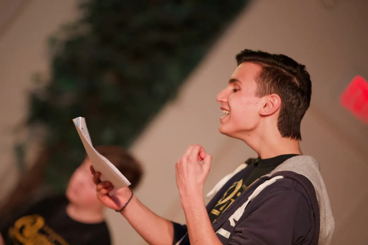 OVATION! student rehearsing with a script in an audition prep session at the Richmond Hill studio