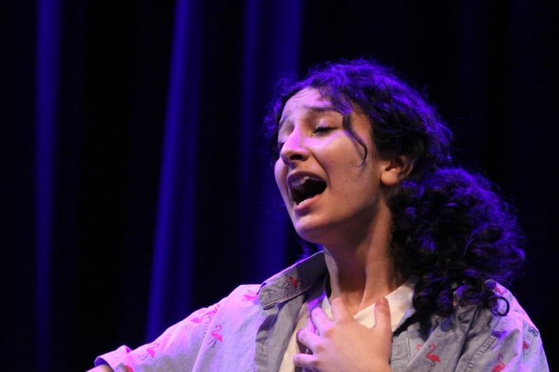 OVATION! senior acting student performing an emotional scene during the Senior Acting Production