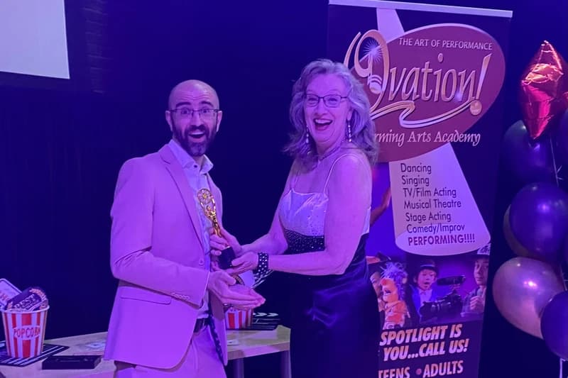 OVATION! hosts presenting an award at the That's A Wrap Film Fest in Richmond Hill
