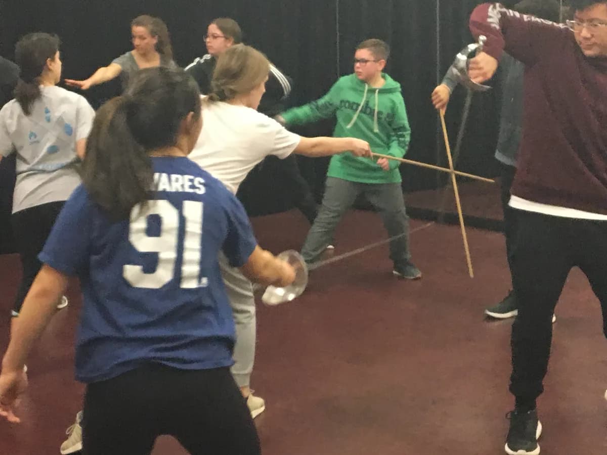 OVATION! students at a stage combat acting workshop in Richmond Hill