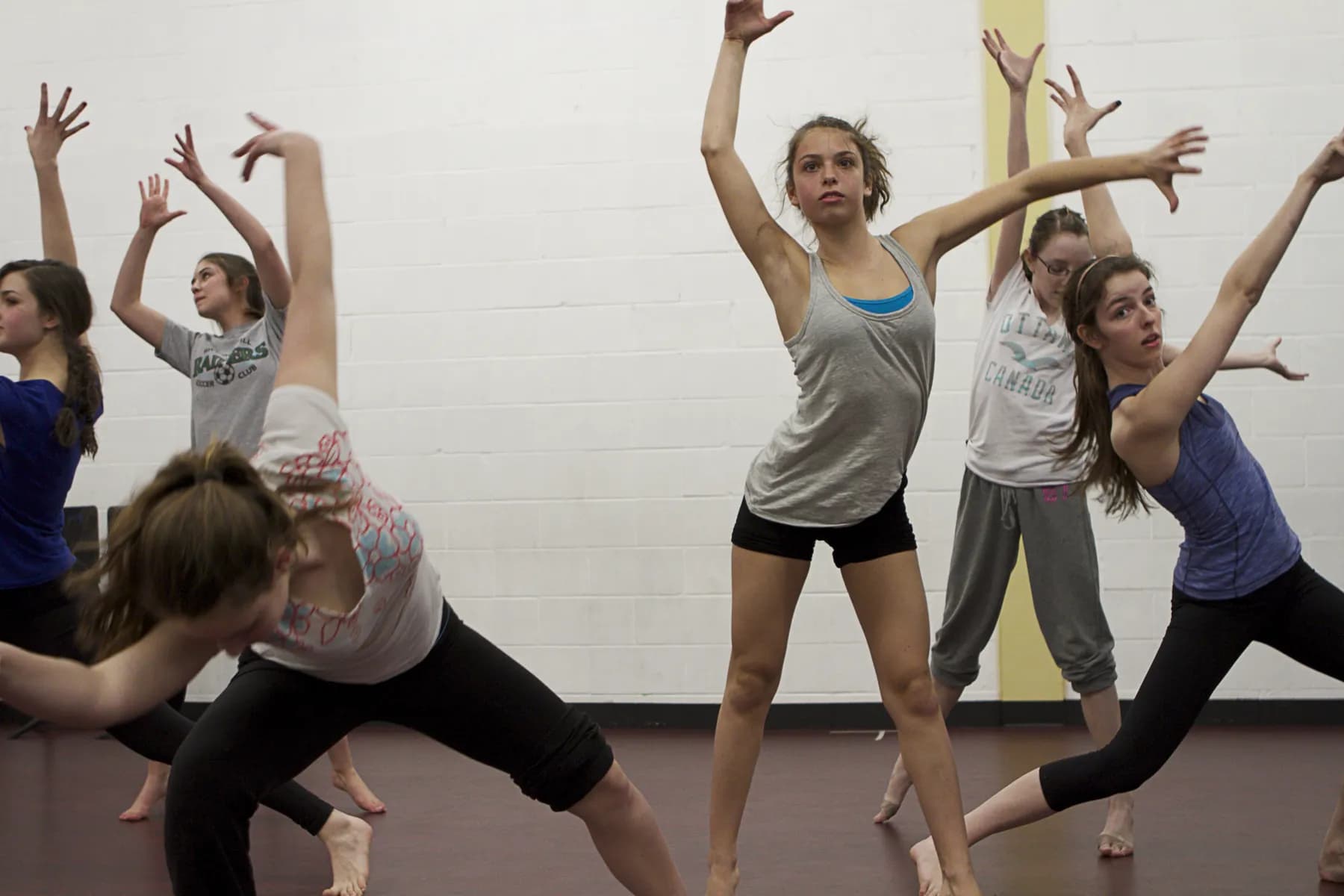 OVATION! musical theatre dance students rehearsing choreography in the Richmond Hill studio