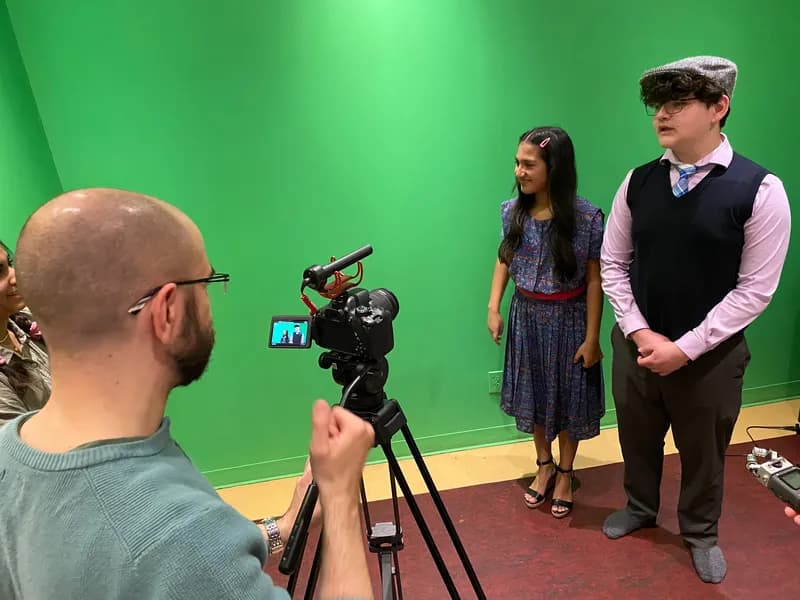 Filming on a green screen during an OVATION! screen acting class in Richmond Hill
