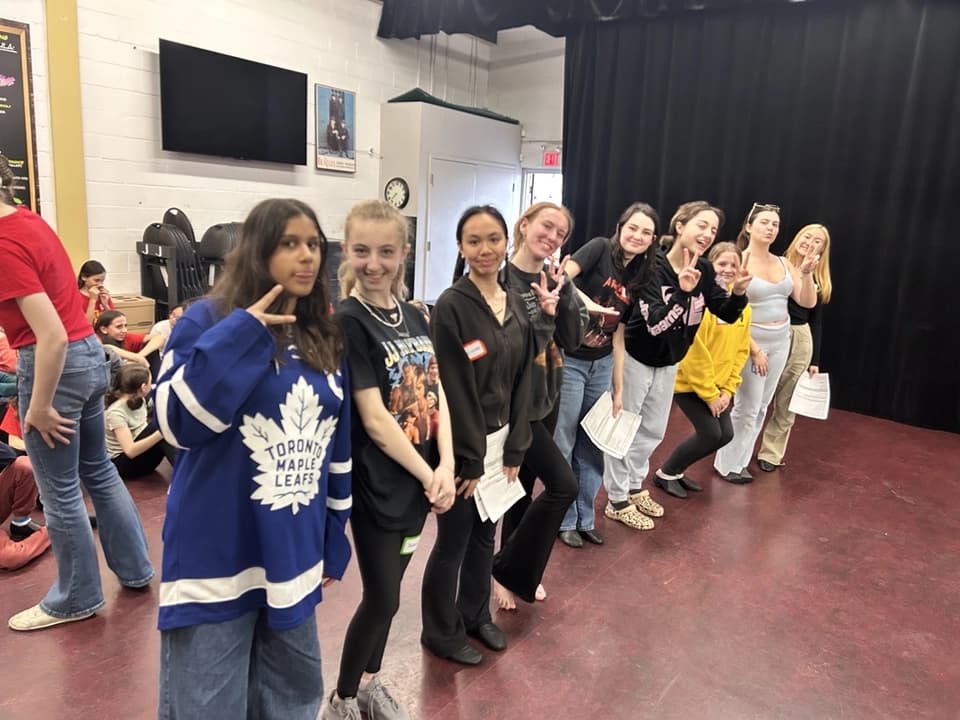 OVATION! teen summer camp performers lined up in the Richmond Hill rehearsal hall