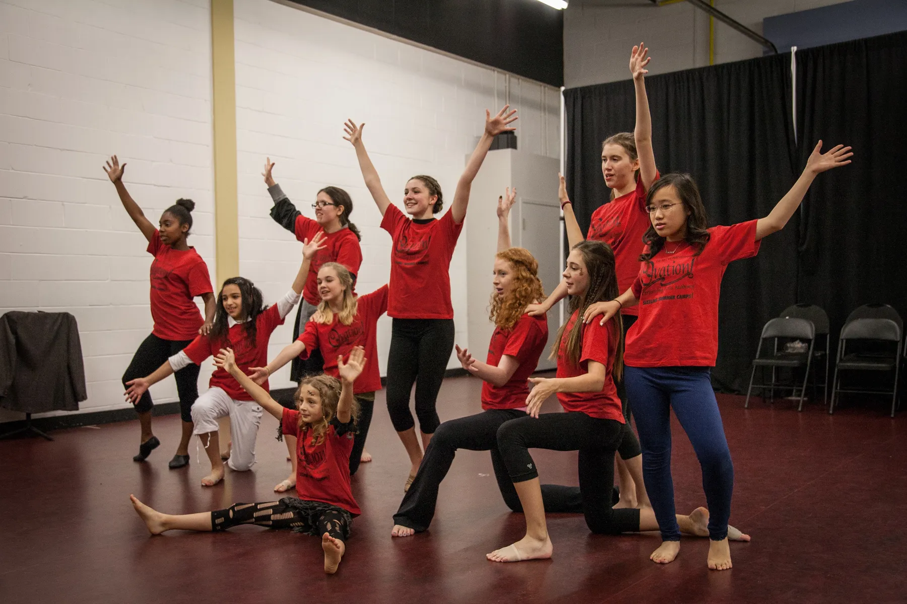 Students at a musical theatre summer camp