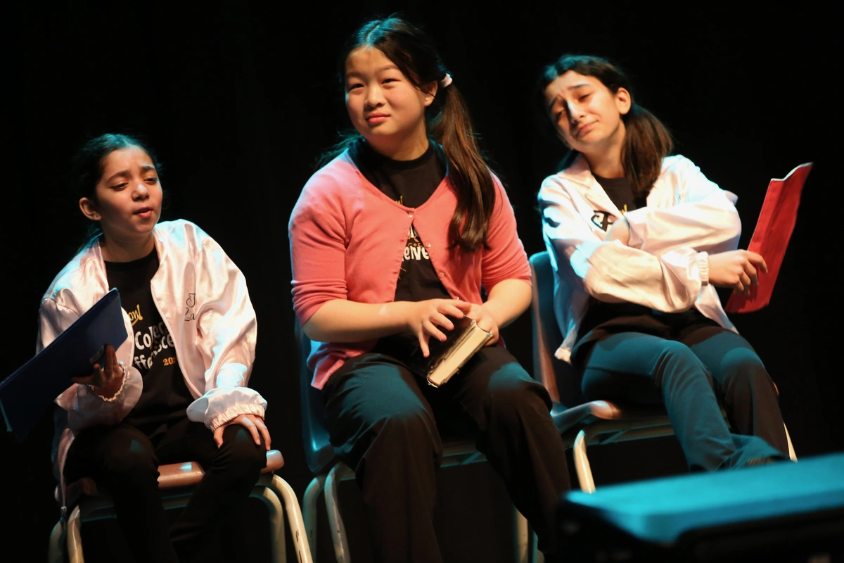 Actress performing during stage acting class