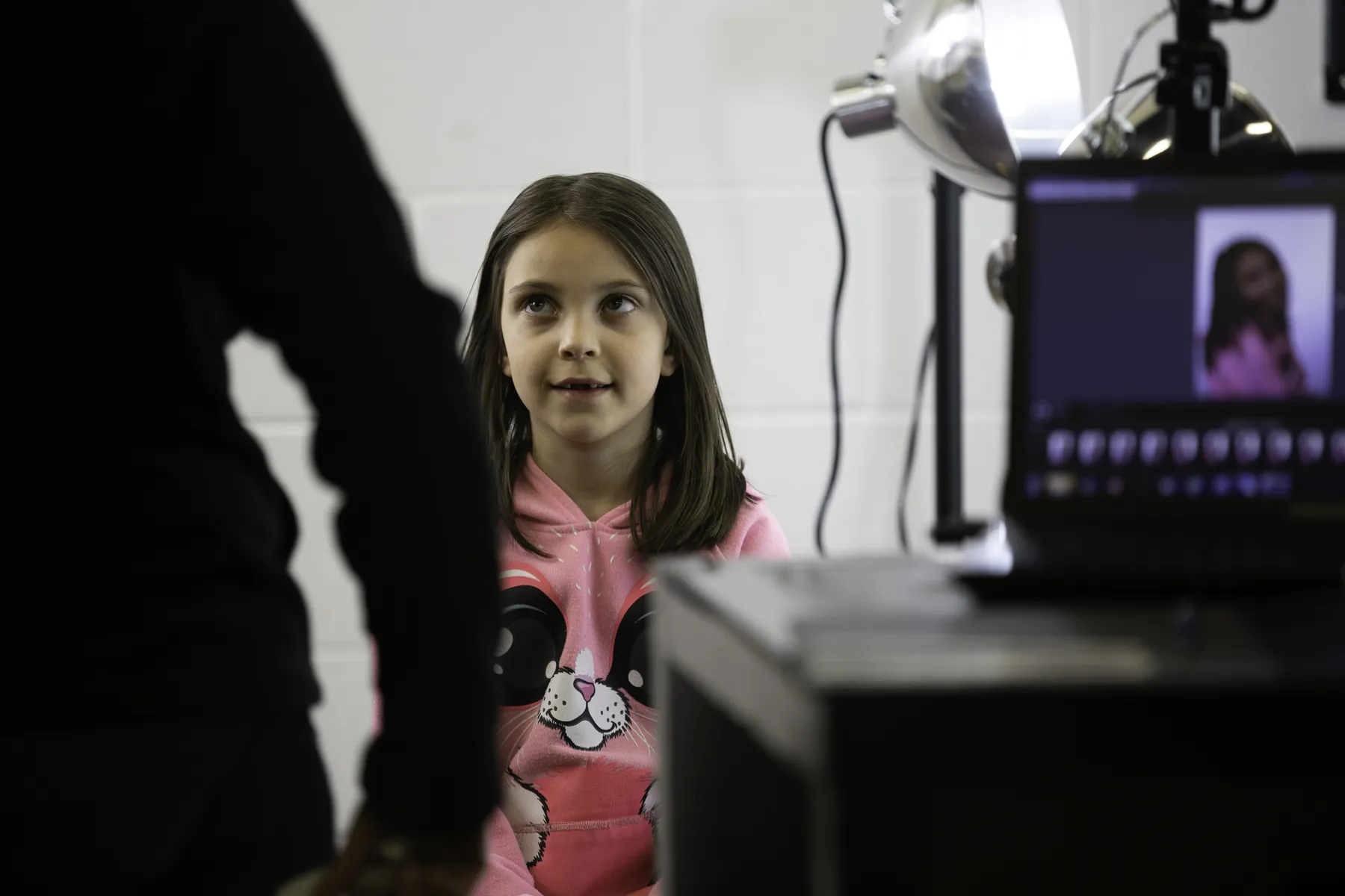 Student being filmed during a screen acting summer camp